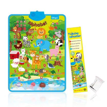 Electronic Interactive Wall Charts Toddler Learning Educational Posters for Kids Ages 2-5 