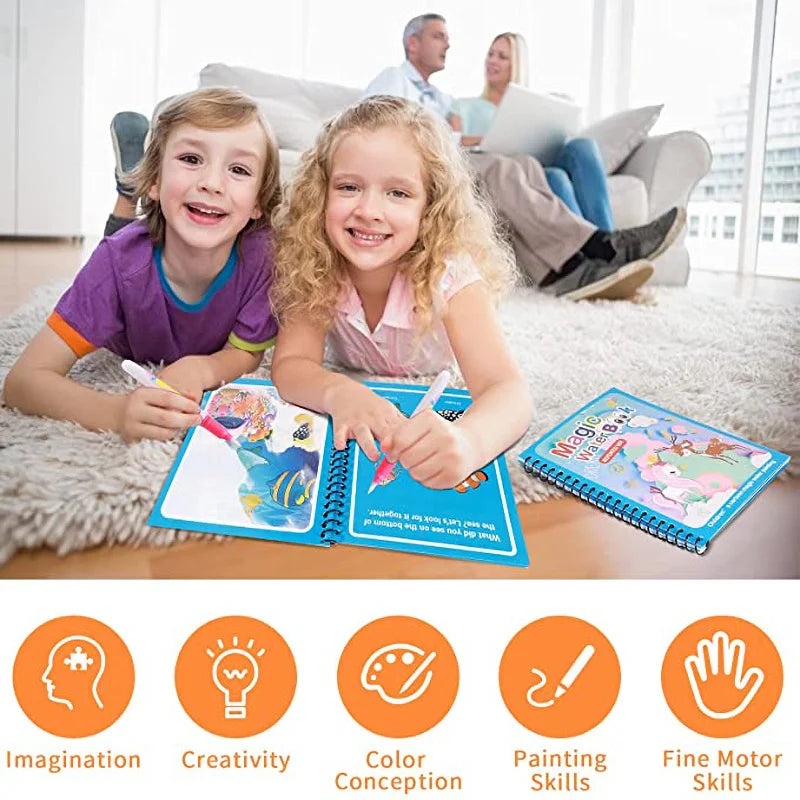 Magical Water Drawing Book - Reusable Montessori Sensory Coloring Toy for Early Education