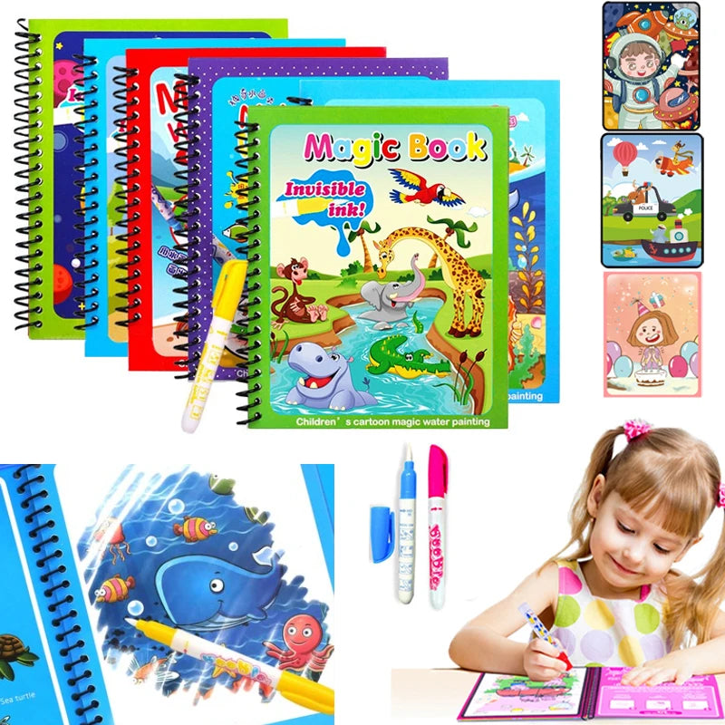 Magical Water Drawing Book - Reusable Montessori Sensory Coloring Toy for Early Education