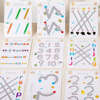 Reusable Tracing Workbook with Pen & Eraser - Tracing Book For, Drawing Practice, Writing Skills & Hand-Eye Coordination