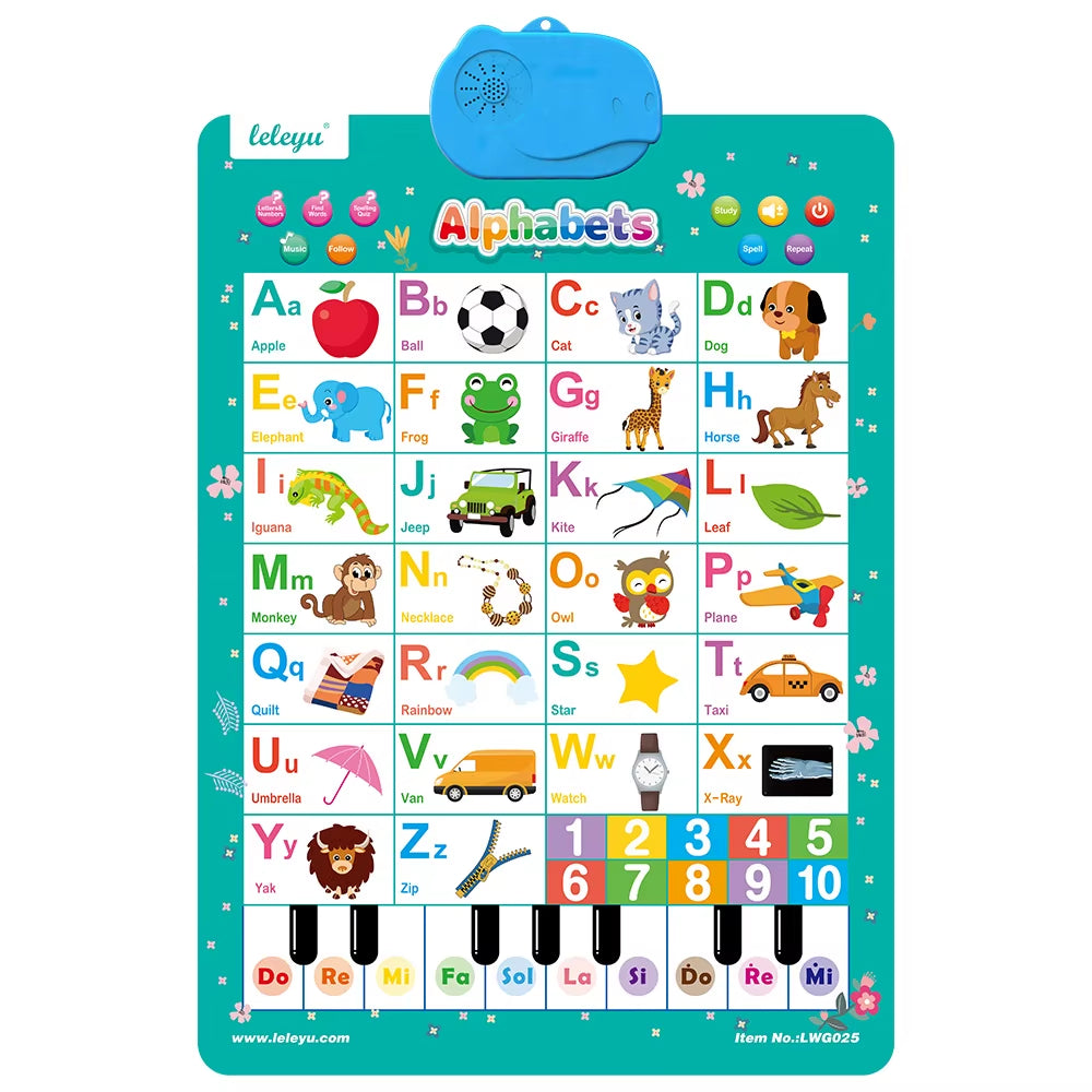 Electronic Interactive Wall Charts Toddler Learning Educational Posters for Kids Ages 2-5 