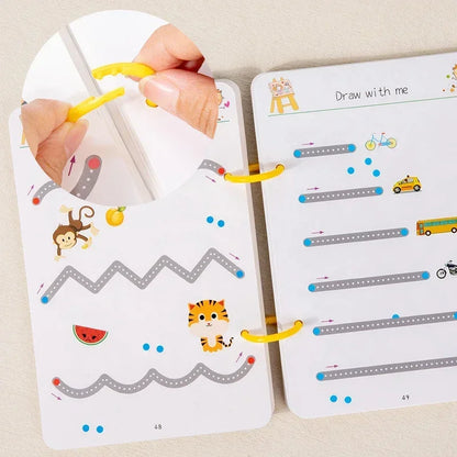 Reusable Tracing Workbook with Pen & Eraser - Tracing Book For, Drawing Practice, Writing Skills & Hand-Eye Coordination