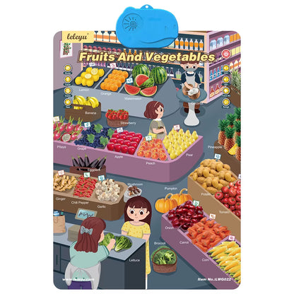 Electronic Interactive Wall Charts Toddler Learning Educational Posters for Kids Ages 2-5 