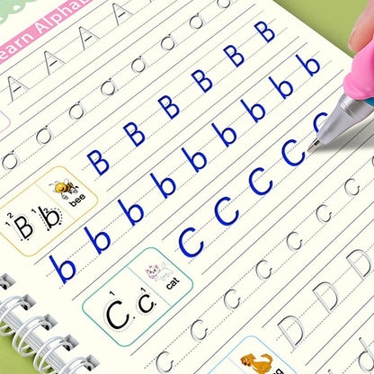 4 Reusable Grooved Handwriting Workbooks, Magic Writing Practice Books, to Help Children Improve Their Handwriting , Age 3-8 ​Calligraphy for Kids