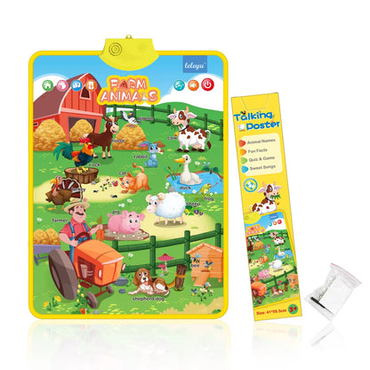 Electronic Interactive Wall Charts Toddler Learning Educational Posters for Kids Ages 2-5 